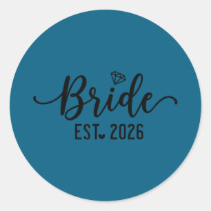 Sticker Rond Mariée est 2026 mariée et marié 2026 correspondant