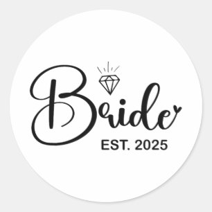 Sticker Rond Mariée Est. Bache de la fête de la mariée Mariage 