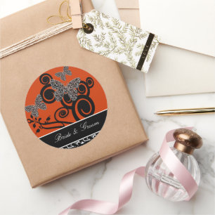 Sticker Rond Mariée et chambre papillon Art déco