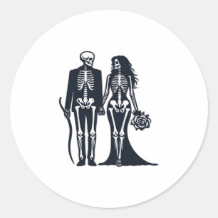 Sticker Rond Mariée et marié squelette gothique – Jusqu'à ce qu
