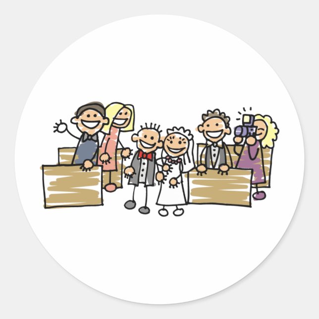 Sticker Rond Mariée Et Mariée Se Marier (Devant)