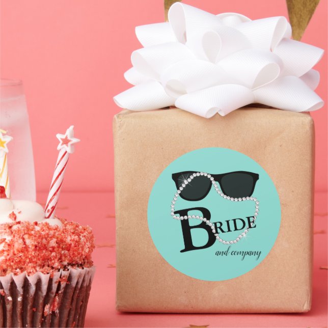 Sticker Rond Mariée et société Diamond Tiara Douche Party (Fête)