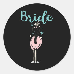 Sticker Rond Mariée - Flamant Rose Mignon Enterrement de Vie de