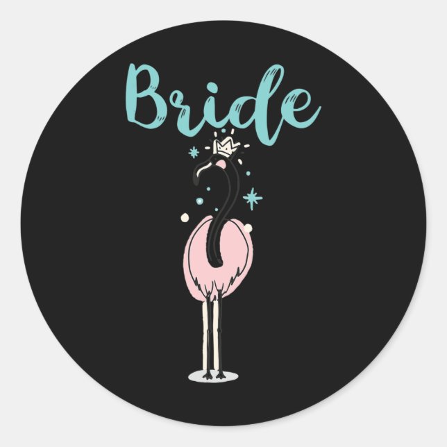 Sticker Rond Mariée - Flamant rose mignonne Bachelorette fête n (Devant)