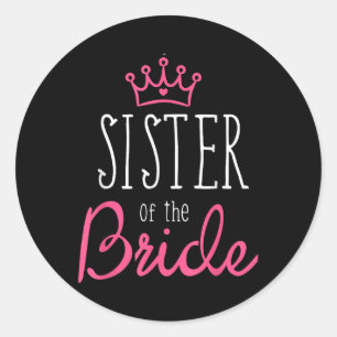 Sticker Rond Mariée Groom Chemises Soeur De L'Équipe De Chemise