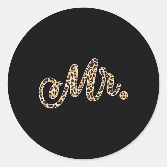 Sticker Rond Mariée Groom M. Empreinte de léopard Mariage Coup  (Devant)