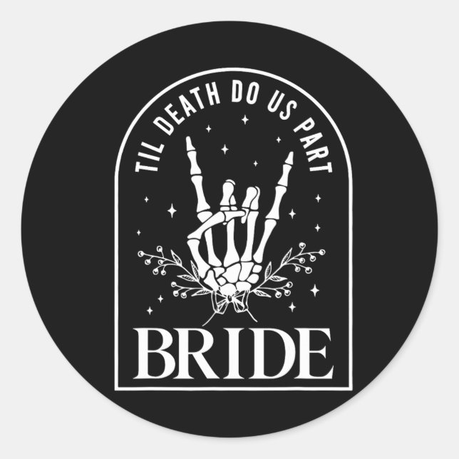 Sticker Rond Mariée Groom Skeleton Rock Couples Mariage Hal (Devant)