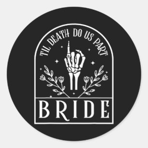 Sticker Rond Mariée Groom Squelette Gothique Halloween Fiançail