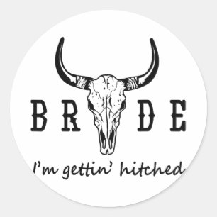 Sticker Rond Mariée Je Me Marie Cowgirl Occidental Enterrement