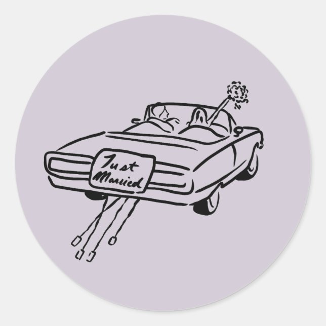 Sticker Rond mariée lavande et mariée dans une voiture mariée (Devant)