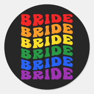Sticker Rond Mariée Lgbt Groovy Drapeau Arc-en-Ciel Enterrement
