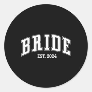 Sticker Rond Mariée Marié Env. 2024 Rétro Jeunes Mariés Couple