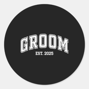 Sticker Rond Mariée Marié Env. 2025 Rétro Jeunes Mariés Couple