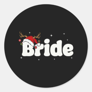 Sticker Rond Mariée Marié Santa Tenues de Noël pour couples Xma