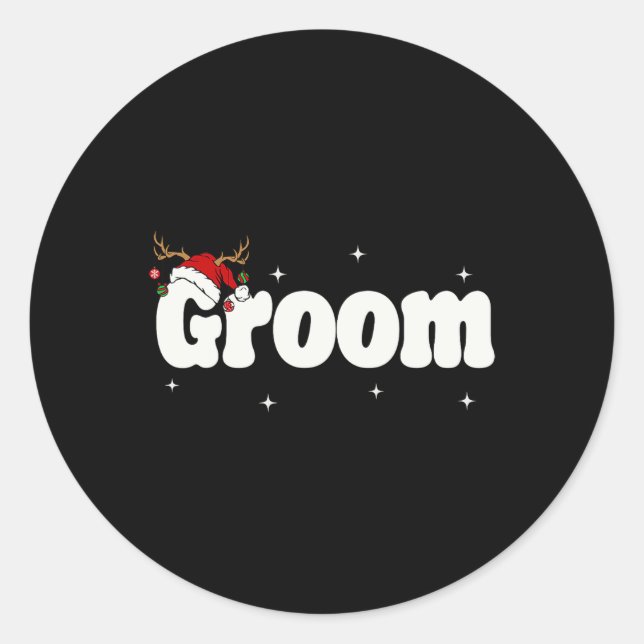 Sticker Rond Mariée Père Noël Tenues de Noël pour couples de ma (Devant)