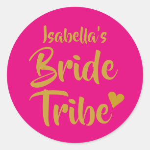 Sticker Rond Mariée Personnalisée Tribu Cœur en Or