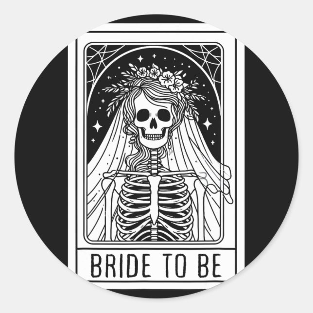 Sticker Rond Mariée pour être gothique Skeleton Tarot Card Bach (Devant)
