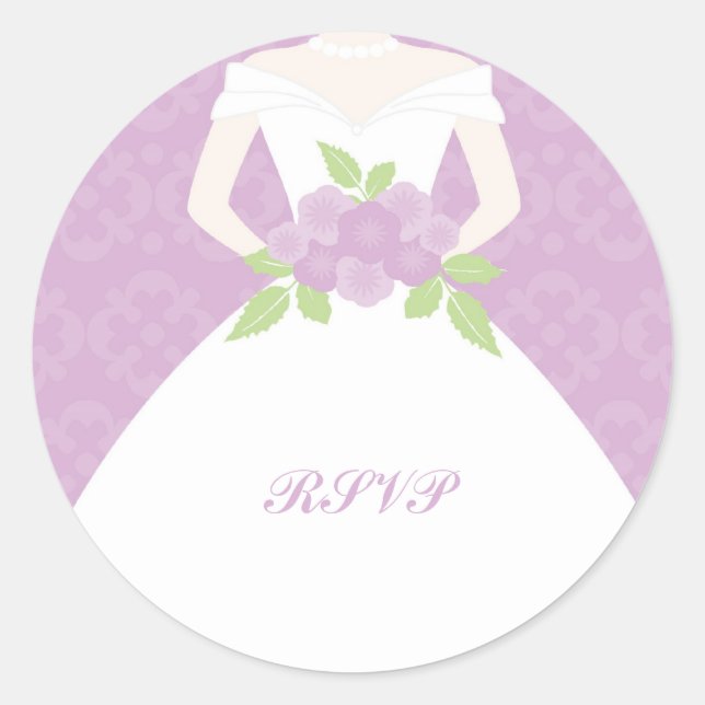 Sticker Rond Mariée pourpre Damask (Devant)
