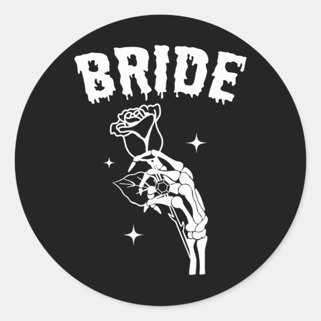 Sticker Rond Mariée Skeleton Mariage main Halloween Couples Mat (Devant)