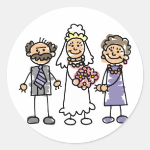 Sticker Rond Mariées Parents Mariage Jour Avant La Cérémonie