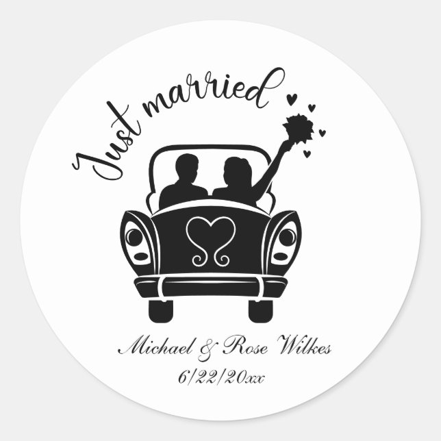 Sticker Rond Mariés ajouter noms Date Mariage  (Devant)