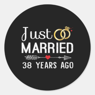 Sticker Rond Mariés depuis 38 ans déjà 38e anniversaire de mari
