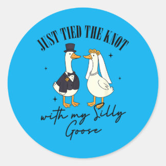 Sticker Rond Mariés Noces Mariés Avec Mon Oie Idiote