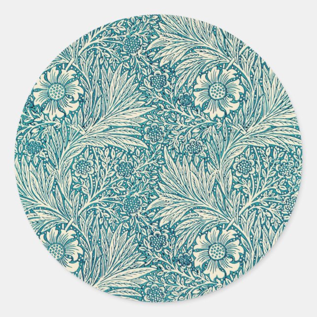 Sticker Rond Marigold bleu illustration de William Morris (Devant)
