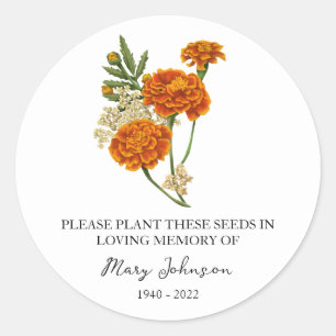 Sticker Rond Marigold Memorial Funeral Seed Packet