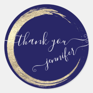 Sticker Rond Marine Blanc Merci Or Cadre moderne