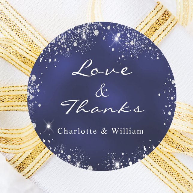 Sticker Rond Marine bleu argent merci mariage (Créateur téléchargé)