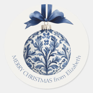 Sticker Rond Marine bleu et blanc Chinoiserie Ornement de Noël