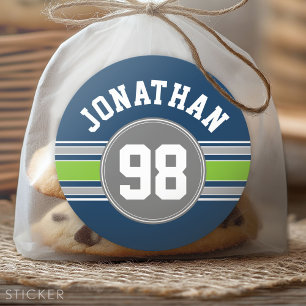 Sticker Rond Marine bleu Green Sports Jersey Grandes Nom Numéro