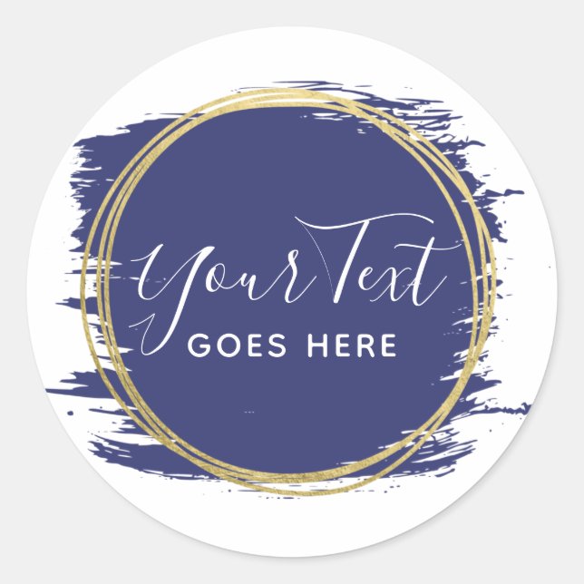 Sticker Rond Marine Bleu Peinture Strot & Or moderne Géométriqu (Devant)