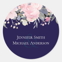 Marine bleu rose Floral moderne Budget Mariage