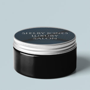 Sticker Rond Marine Blue Gold Striped Élégant Entreprise modern