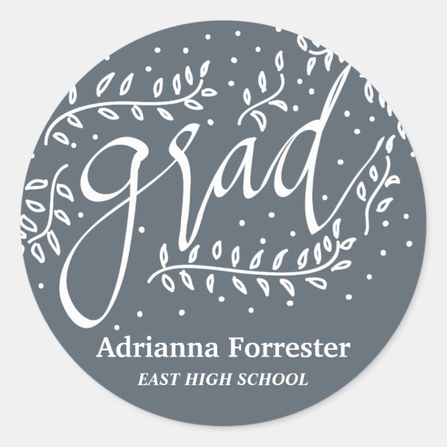 Sticker Rond Marine Blue Grad Typographie Whimsical (Devant)