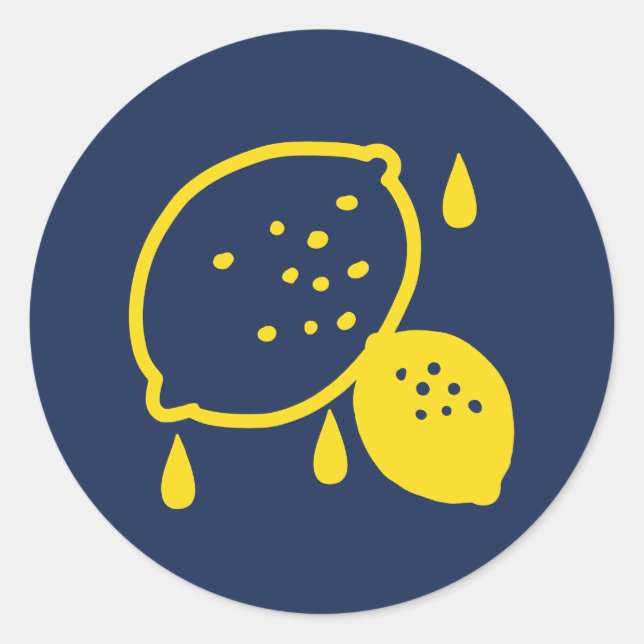 Sticker Rond Marine Blue Lemon Art - Refresh Citrus Design (Devant)