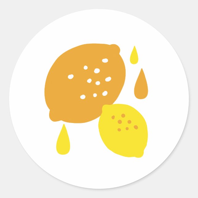 Sticker Rond Marine Blue Lemon Art - Refresh Citrus Design (Devant)