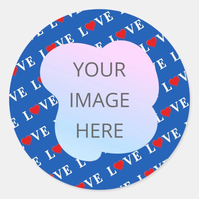 Sticker Rond Marine Blue LOVE Retro Élégant (Devant)
