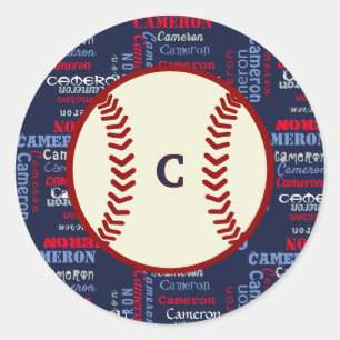 Sticker Rond Marine Blue Monogram Nom Cadeaux Enfants garçons b