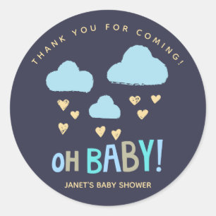 Sticker Rond Marine Blue Nuages Oh Baby Boy Baby shower
