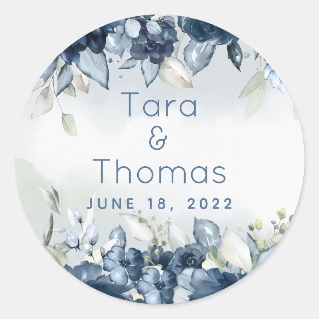 Sticker Rond Marine Cascader Rose pivoines Mariage de verdure (Devant)