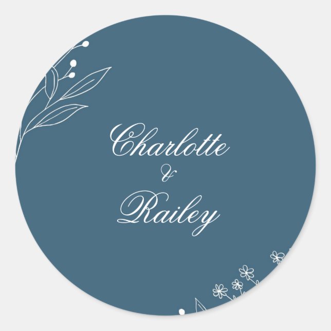 Sticker Rond Marine Corner Floral Boho Mariage (Devant)