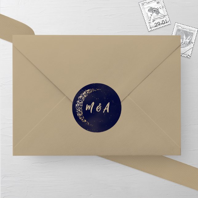 Sticker Rond Marine et Gold Moon et Mariage arrière (Créateur téléchargé)
