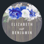 Sticker Rond Marine Floral Rustic<br><div class="desc">Autocollant mariage rustique fleurs de marine</div>