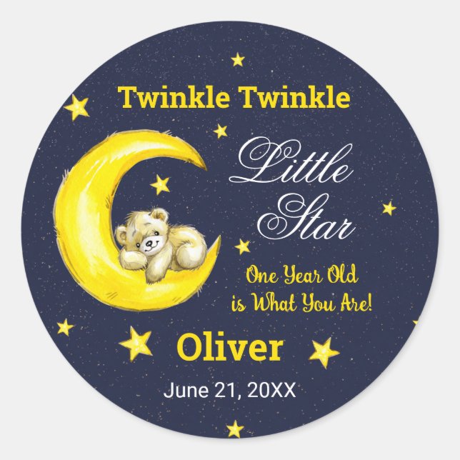 Sticker Rond Marine Gold Twinkle Little Star 1er anniversaire (Devant)