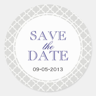 Sticker Rond Marine gris carreaux marocains SAVE LA DATE mariag