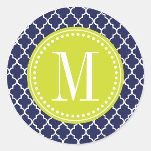 Sticker Rond Marine Marocaine Carreaux treillis Personnalisé