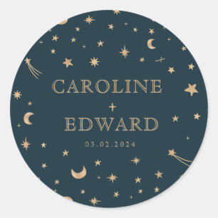 Sticker Rond Marine Mystical Gold Stars Mariage d'astronomie de
